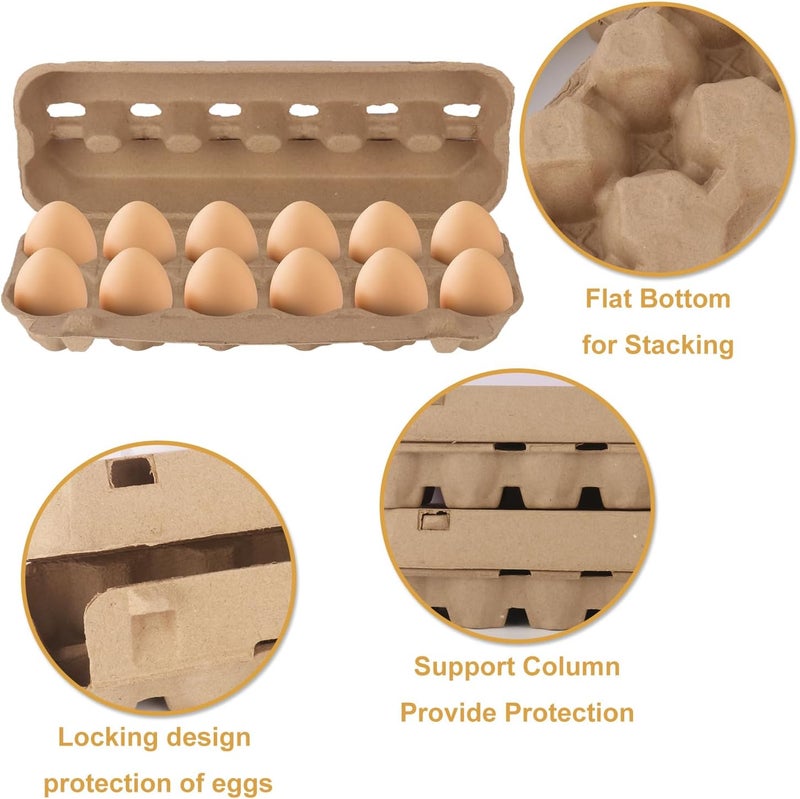 IHDYPPEW 25 Pack Egg Cartons Bulk, Cardboard Egg Crates for Secure Eggs Storage, Egg Cartons Bulk for Fresh Eggs - Perfect for 12 Count (1 Dozen) Large Eggs - Image 3